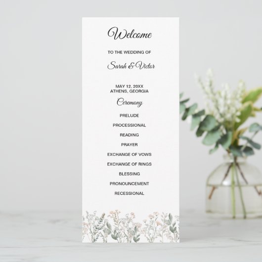 Forest Wildflowers Wedding Program (Stehend Vorderseite)