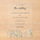 Forest Wilflowers Acrylic Wedding Invitation Acryleinladungen (Vorderseite)