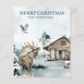 Forest Winter Woodland Kabine Budget Weihnachten (Rückseite)