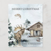 Forest Winter Woodland Kabine Budget Weihnachten (Vorderseite)