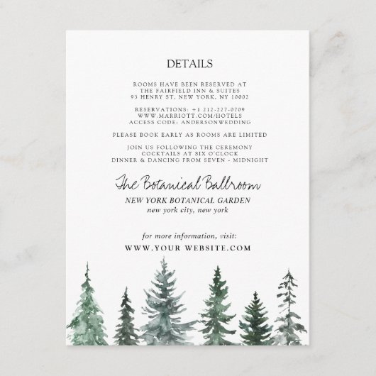 Forest Wintre Watercolor Wedding Begleitkarte (Vorderseite)
