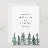 Forest Wintre Watercolor Wedding Einladung (Vorderseite)