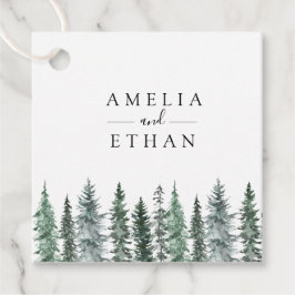 Forest Wintre Watercolor Wedding Geschenkanhänger