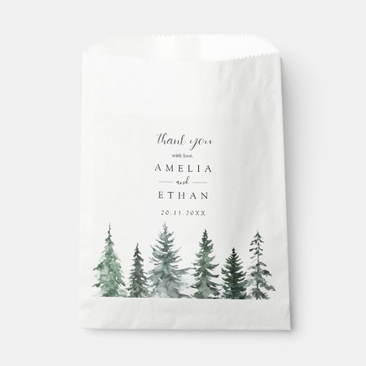 Forest Wintre Watercolor Wedding Geschenktütchen (Vorderseite)