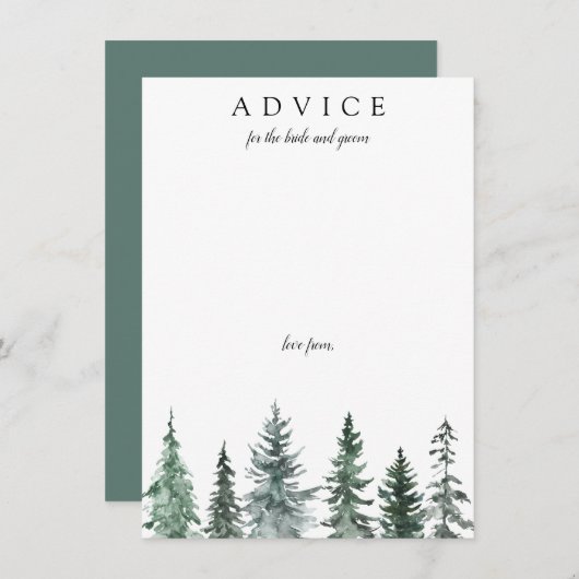 Forest Wintre Watercolor Wedding Hinweiskarte (Vorne/Hinten)