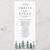 Forest Wintre Watercolor Wedding Programm (Vorderseite)