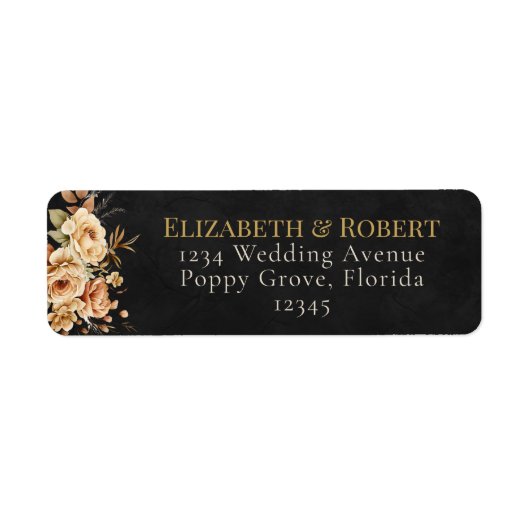 Forest Witch Black Floral Wedding Address Label (Vorne)