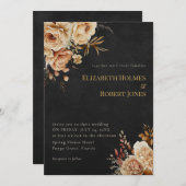 Forest Witch Black Floral Wedding Invitation Einladung (Vorne/Hinten)