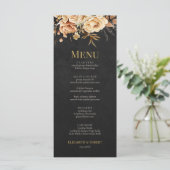 Forest Witch Black Floral Wedding Menu Menükarte (Stehend Vorderseite)