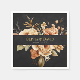 Forest Witch Black Floral Wedding Napkins Serviette