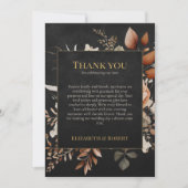Forest Witch Black Floral Wedding Thank You Card Dankeskarte (Vorderseite)