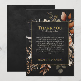 Forest Witch Black Floral Wedding Thank You Card Dankeskarte