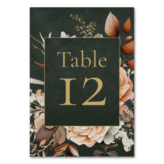 Forest Witch Green Floral Table Number Card Tischnummer (Vorderseite)