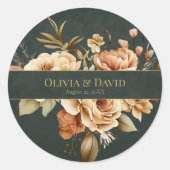 Forest Witch Green Floral Wedding Round Sticker (Vorderseite)