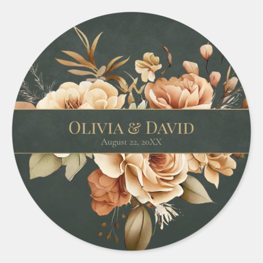 Forest Witch Green Floral Wedding Round Sticker (Vorderseite)
