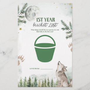 Forest Wolf 1. Jahr Bucket List Games Card
