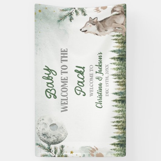 Forest Wolf Baby Dusche Große Banner (Vertikal)
