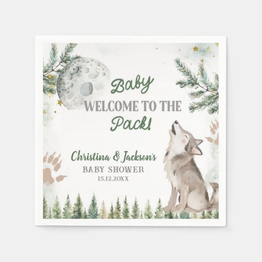 Forest Wolf Baby Duschpapier Napkins Serviette (Vorderseite)
