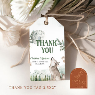 Forest Wolf Baby Shower Tags Geschenkanhänger