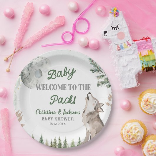 Forest Wolf Babyduschplatte Pappteller (Party)