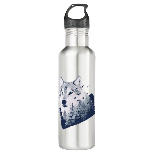 Forest Wolf Edelstahlflasche (Vorderseite)
