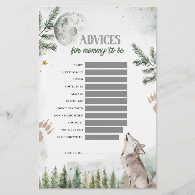 Forest Wolf - Ratschläge für Mama-to-be-Spiele (Vorderseite)