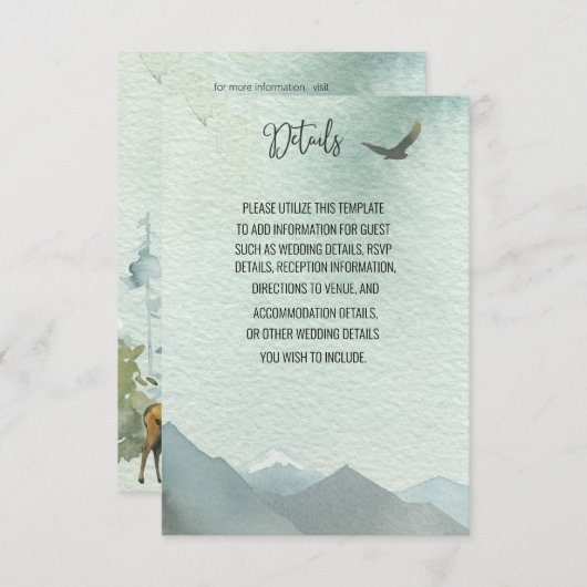 Forest Wonder Rustic Pine Wedding Details Card Karte (Vorne/Hinten)