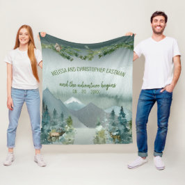 Forest Wonder Rustic Pine Wedding Fleece Blanket