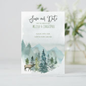 Forest Wonder Rustic Rettete unser Datum Einladung (Stehend Vorderseite)