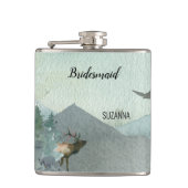 Forest Wonder Rustikale Pine Bridesmaid Hochzeit Flachmann (Vorderseite)