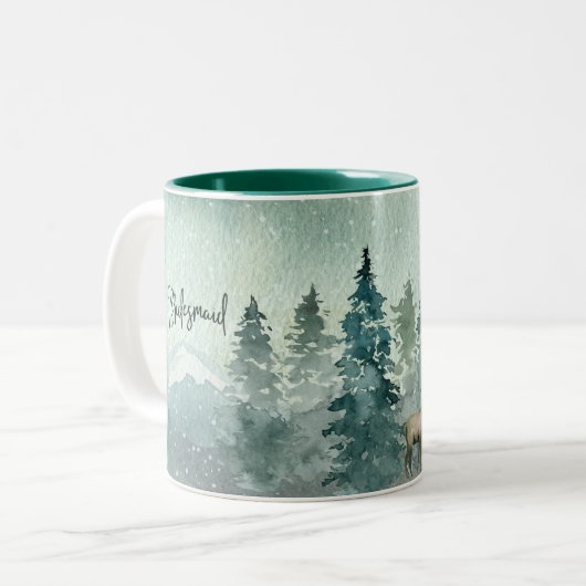 Forest Wonder Wedding Memory Bridesmaid Zweifarbige Tasse (Vorderseite Links)