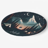 Forest Wood Sky Tree Fire Camping Brautparty Pappteller (Schrägansicht)