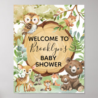 Forest Woodland Animal Baby Dusche Begrüßungsaussc Poster