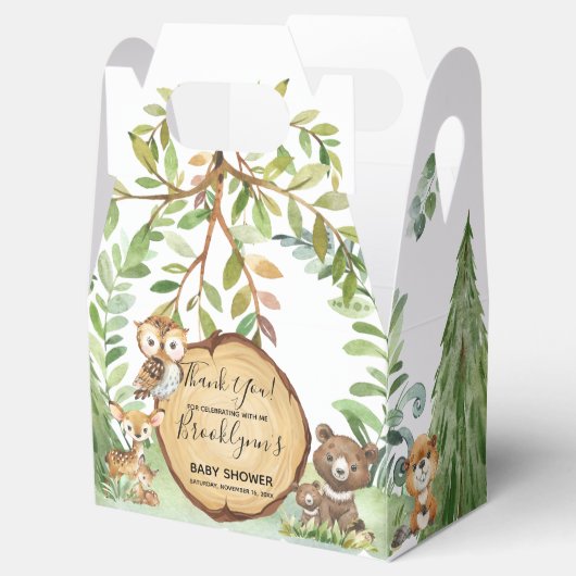 Forest Woodland Animal Baby Dusche Geschenkschachtel (Geöffnet)