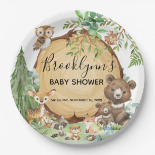 Forest Woodland Animal Baby Dusche Pappteller