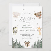 Forest Woodland Animal Baby Shower Einladung (Vorderseite)