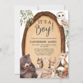 Forest Woodland Animal Wild One Baby Shower Invit Einladung (Vorderseite)
