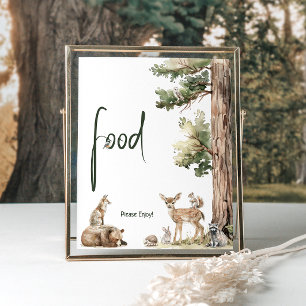Forest Woodland Animals Baby Dusche Lebensmittelze Poster