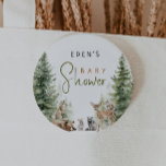Forest Woodland Animals Baby Showbutton Button<br><div class="desc">Die neue Babydusche-Taste für Waldbewohner - perfekt für eine niedliche und skurrile Feier! Mit einem modernen Wasserfarbenwald-Thema mit bezaubernden Geschöpfen wie Fuchs, Braunbär, Hase und Hirsch ist es ideal für eine geschlechtsneutrale Dusche. Dieses böhmische Design Set eine süße und schlichte Szene mit seiner natürlichen Landschaft von grünen Bäumen und klassischen...</div>