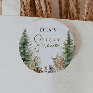 Forest Woodland Animals Baby Showbutton Button