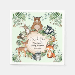 Forest Woodland Animals Babydusche 1. Geburtstag Serviette