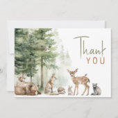 Forest Woodland Animals Babydusche Wohnung Dankeskarte (Vorderseite)