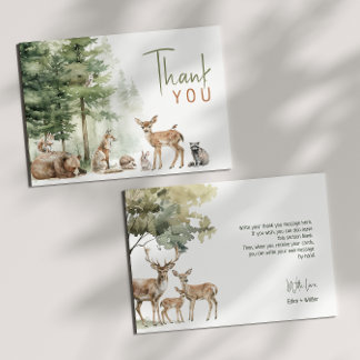 Forest Woodland Animals Babydusche Wohnung Dankeskarte