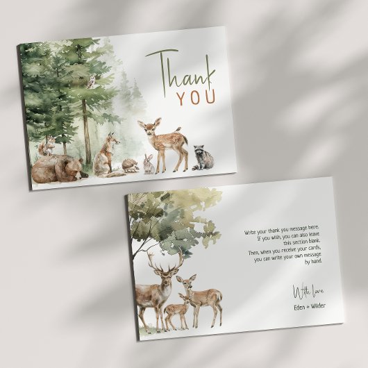 Forest Woodland Animals Babydusche Wohnung Dankeskarte