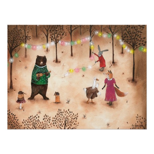 Forest Woodland Animals Party Illustration Kinderz Poster (Vorderseite)