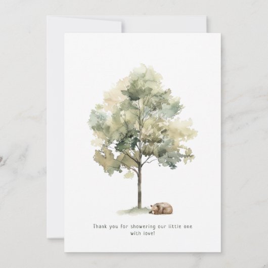 Forest Woodland Animals Vertikale Babydusche Flat Dankeskarte (Rückseite)