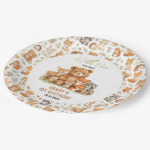 Forest Woodland Animals Wild One 1st Birthday Pappteller (Schrägansicht)