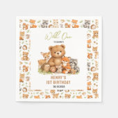 Forest Woodland Animals Wild One 1st Birthday Serviette (Vorderseite)
