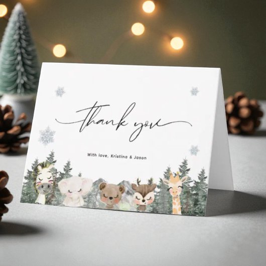 Forest Woodland Baby Es ist kalte Outside Baby Dus Dankeskarte