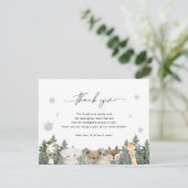 Forest Woodland Baby Es ist kalte Outside Baby Dus Dankeskarte (Stehend Vorderseite)